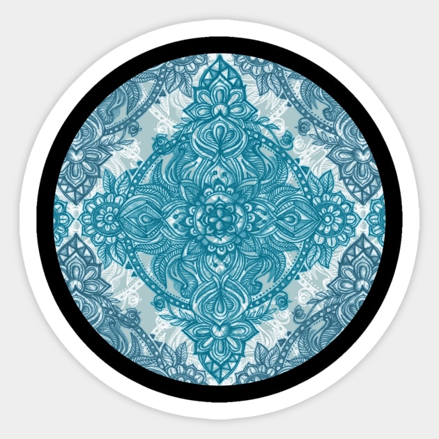 Teal & White Lace Pencil Doodle Sticker by micklyn